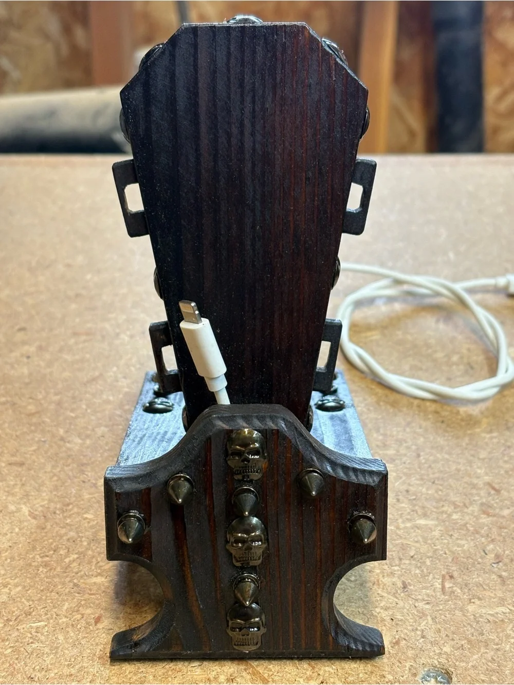 Gothic/Punk handmade wood phone stand